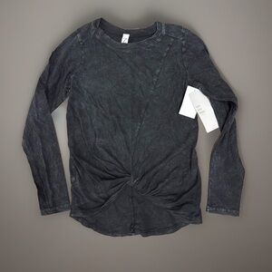 NEW Zella girls size 8 10 faded black/gray twist long sleeve shirt